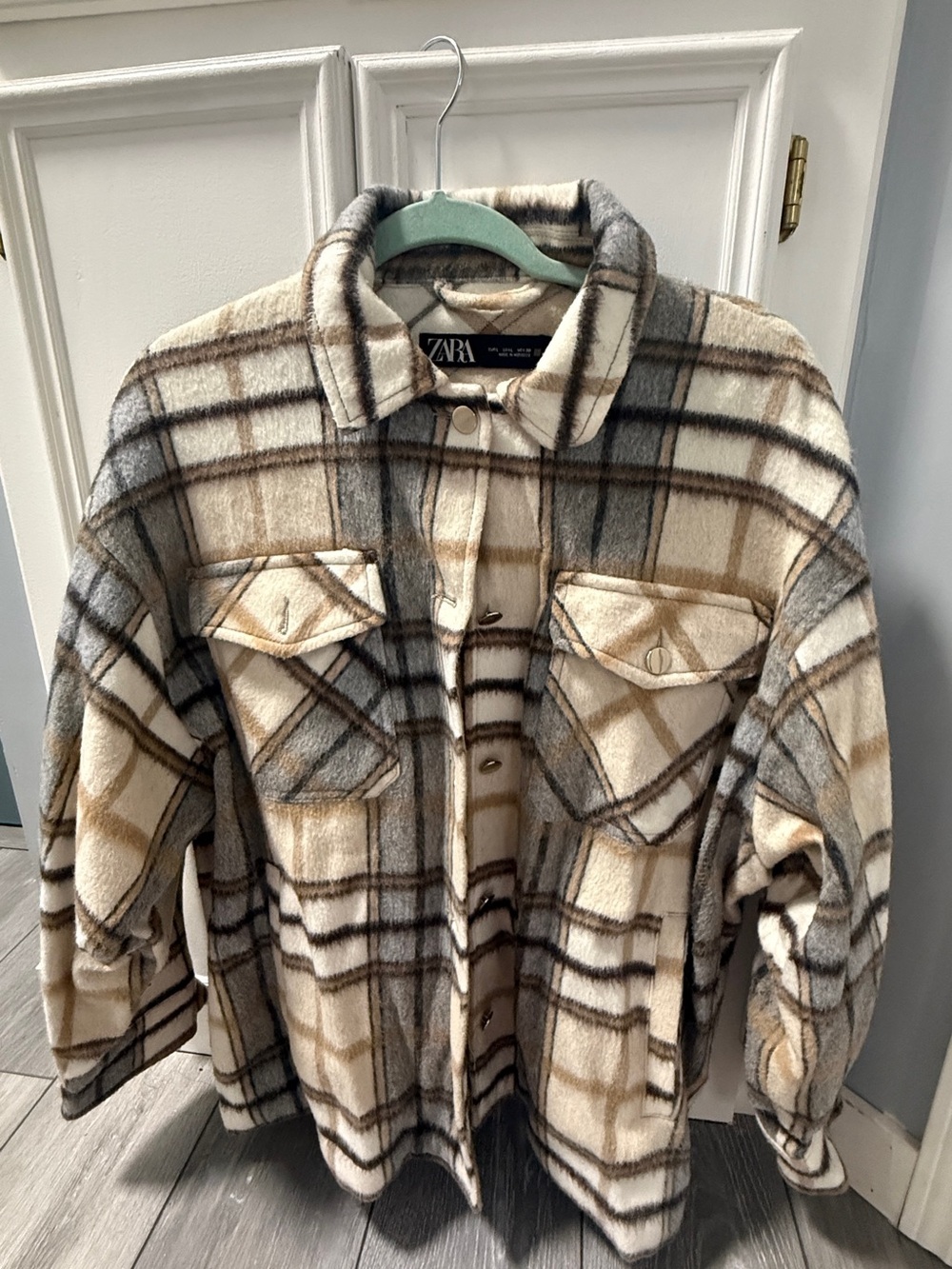 ZARA Cream Plaid Jacket
